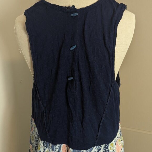 Anthropologie Lilka Sundress Navy Blue Botanical Print Sleeveless Tank Dress - Picture 5 of 8